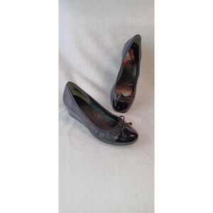 Cole Haan Black Leather Patent Toe Shoes Cushioned Sole Size 8 B Wedge